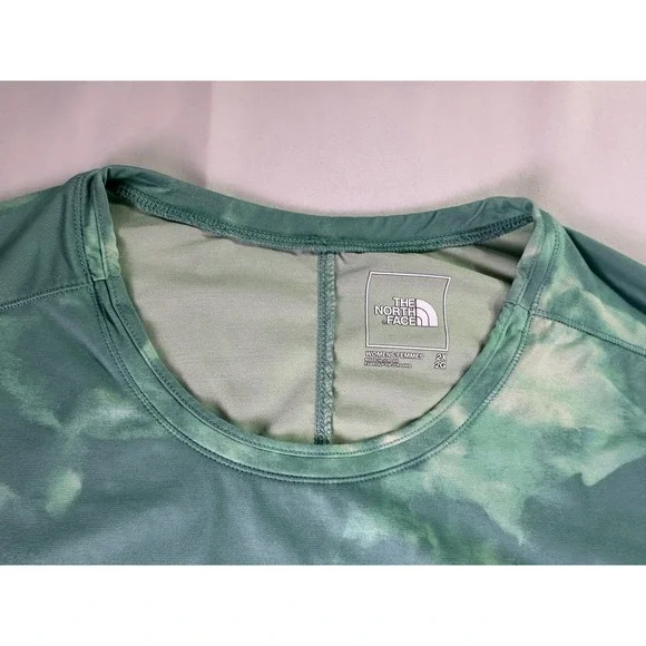 The North Face Womens 2X Green Tie Dye Boxy Cropped Short Sleeve Performance Tee - Picture 4 of 7